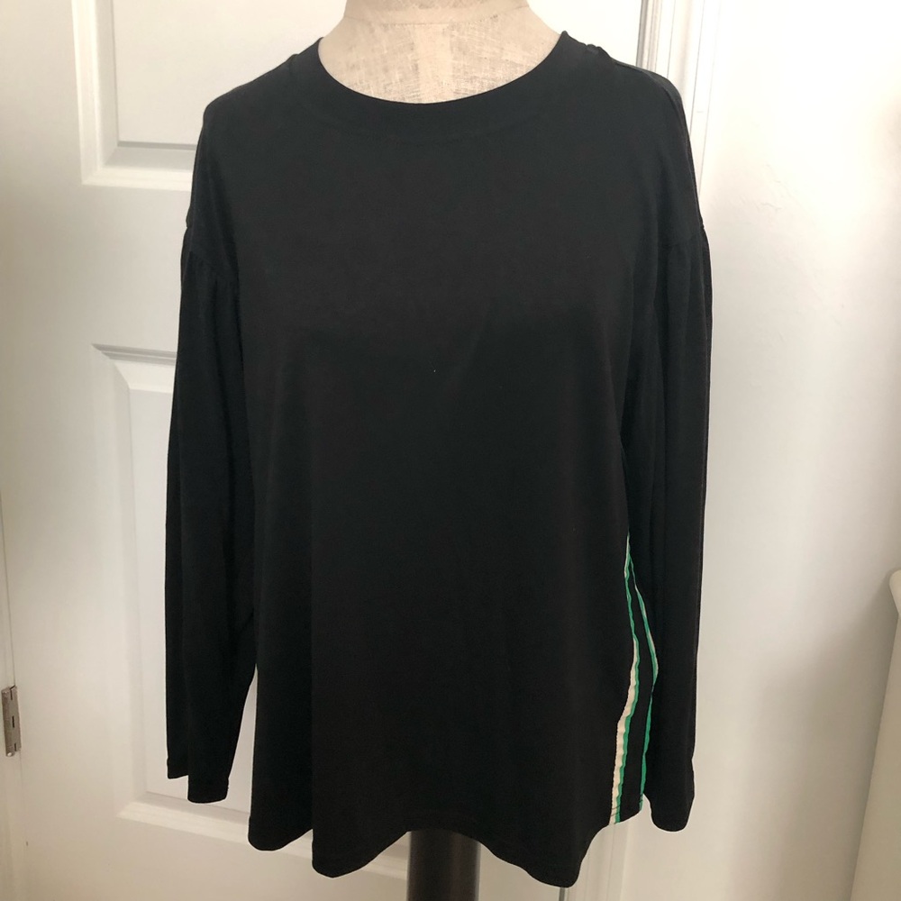 Current Air Black Crop Top with Side Stripes